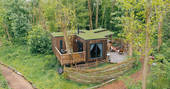 The Rook's Nook treehouse - drone, The Rookery Woods, Bromyard, Herefordshire