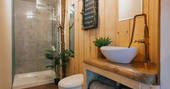 The Rook's View treehouse - loo and shower, The Rookery Woods, Bromyard, Herefordshire