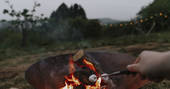 The Wagon Above the World - marshmallow on the firepit, glamping, Orcop, Herefordshire