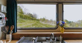 The Wagon Above the World - view from the kitchen, glamping, Orcop, Herefordshire