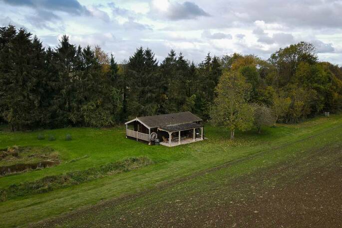 Aerial view of Meads Cabin