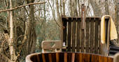 Hedgehog Hall cabin hot tub and outdoors shower, Landews Meadow Farm, Challock, Kent - J.Abbott
