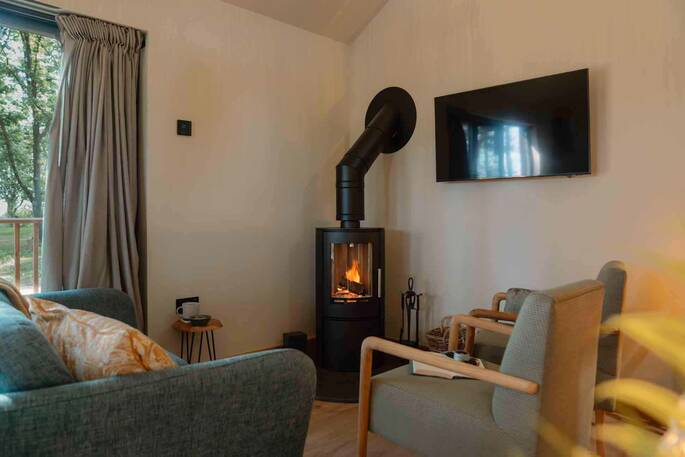 Main source of heat comes from the wood burner