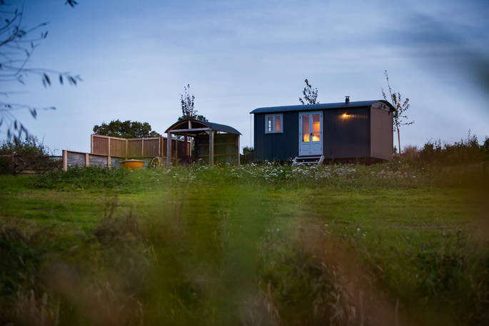 Front exterior of Austin hut