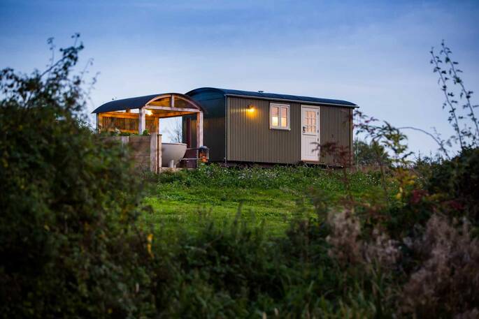 Ted the shepherd's hut at Tin and Wood in Leicestershire 