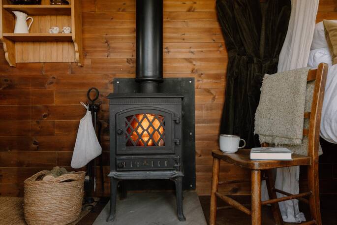 Main source of heat comes from the wood burner
