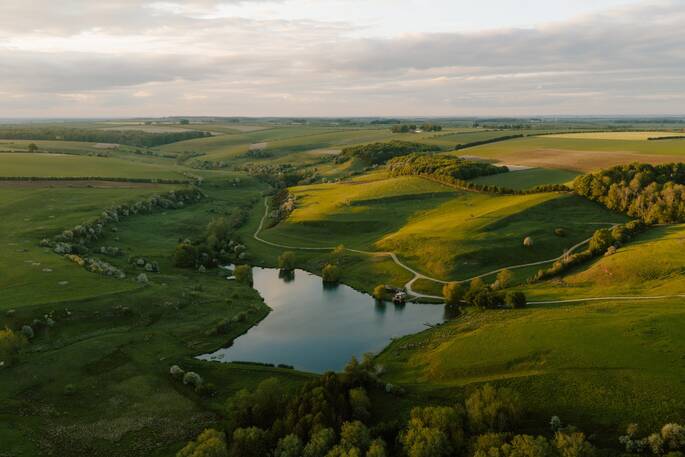 20 Drone image of cabin and lake