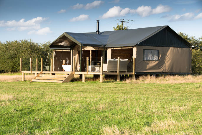 Pinkfoot safari tent at The Nest glamping in Lincolnshire 
