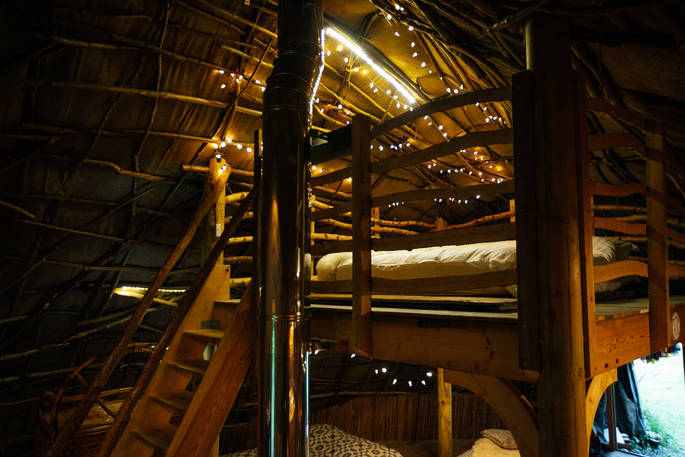 The Wren's Nest tent glamping mezzanine, Norfolk