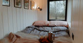 Birch View cabin lower ground double bed, The Wilding Airfield, Peterborough, Northamptonshire