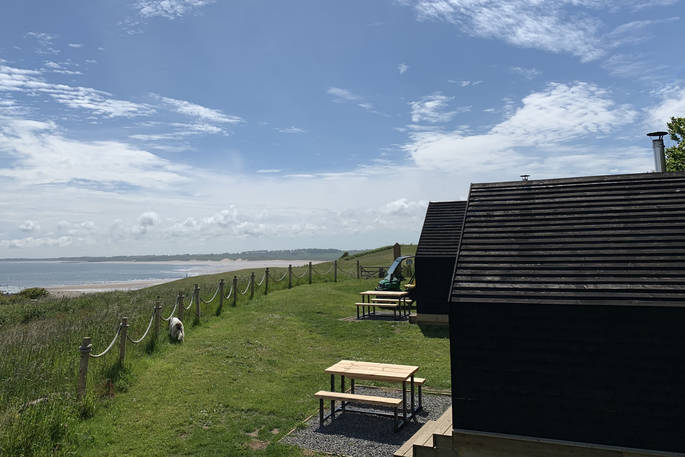 Views straight across to the sea at the Alnmouth Huts in Northumberland