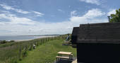 Views straight across to the sea at the Alnmouth Huts in Northumberland