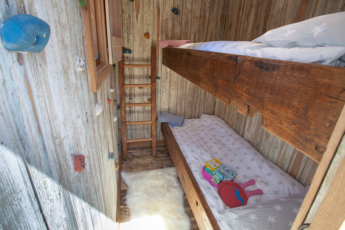 Bunk beds inside Cheviot at Huts in the Hills in Northumberland 