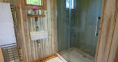 Shower and bathroom inside Dunmore at Huts in the Hills