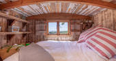 King-size bed inside Hedgehope at Huts in the Hills in Northumberland
