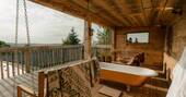 Terrace with outdoor bath tub