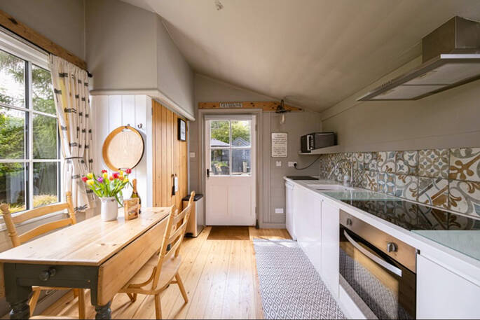 dining table and kitchen