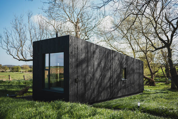 Ash at Tughall cabin exterior, Tughall Grange Farm, Chathill, Northumberland