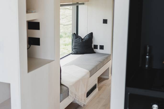 Ash at Tughall cabin interior, Tughall Grange Farm, Chathill, Northumberland