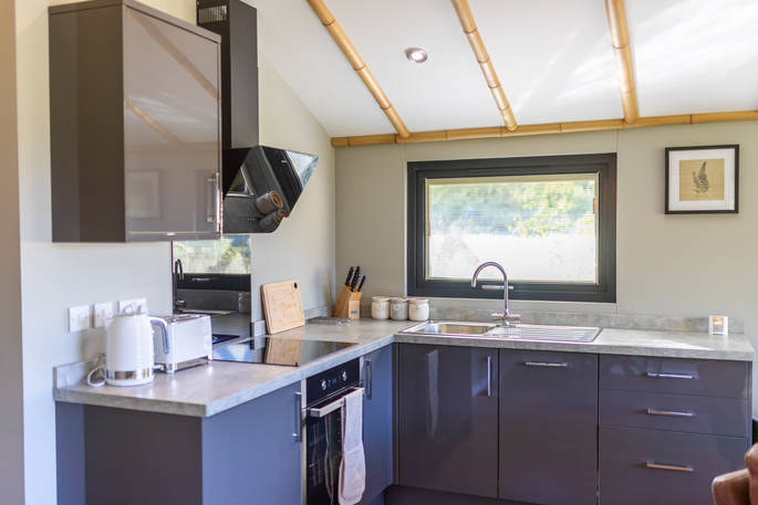 Fully equipped kitchen inside your safari tent at Bird Holme Glmaping 