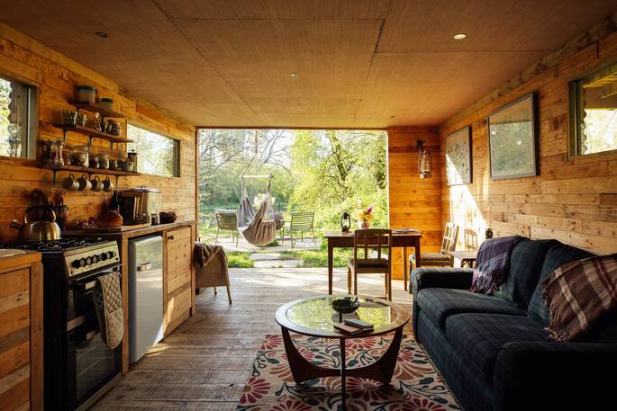 Living area and kitchen