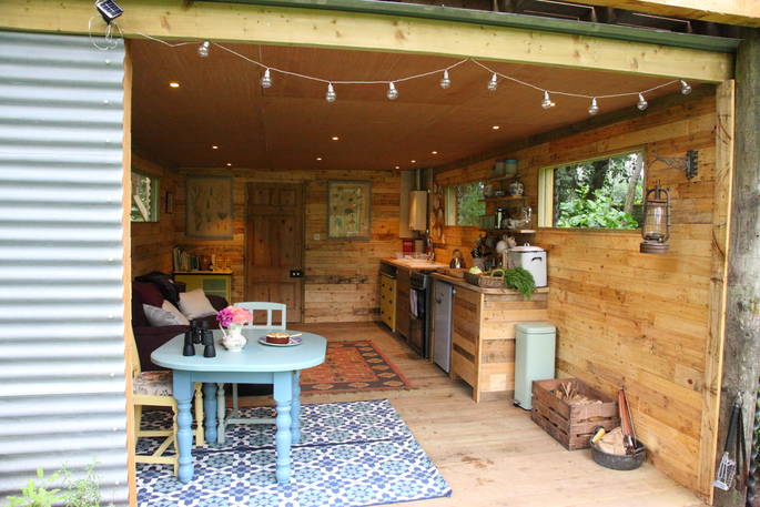 Otter Island yurt kitchen, Shropshire