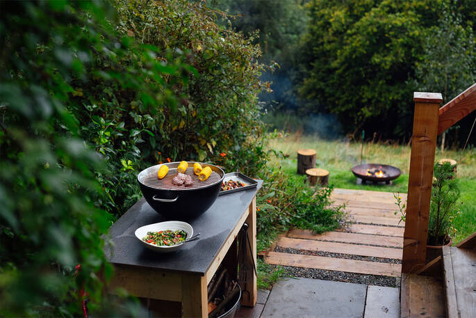 Charcoal BBQ on the deck