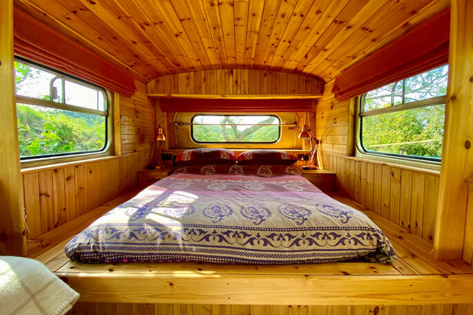 Double bed on the upper deck