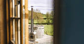 Aether's Tilt cabin view from the inside at Offa's Pitch, Craven Arms, Shropshire
