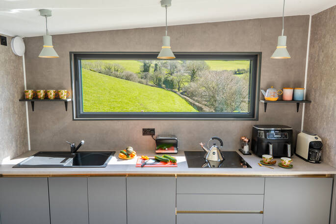 Kitchen with a view of the fields