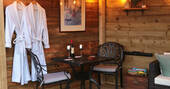 Oak Hut at Shropshire Shepherds Huts covered relaxation area