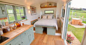 Oak Hut at Shropshire Shepherds Huts double bed set up