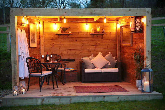 Oak Hut at Shropshire Shepherds Huts relaxation area