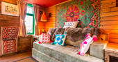 Sofa at McLaughlin's, cabin, holiday, shropshire, england