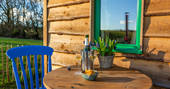outdoor seating at McLaughlin's, cabin, holiday , shropshire, england