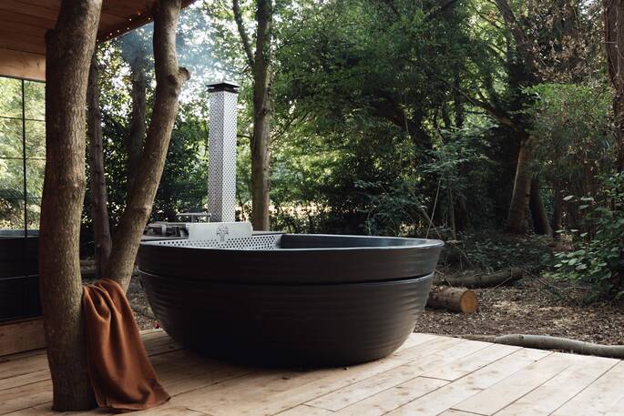 Wood fired hot tub available to use
