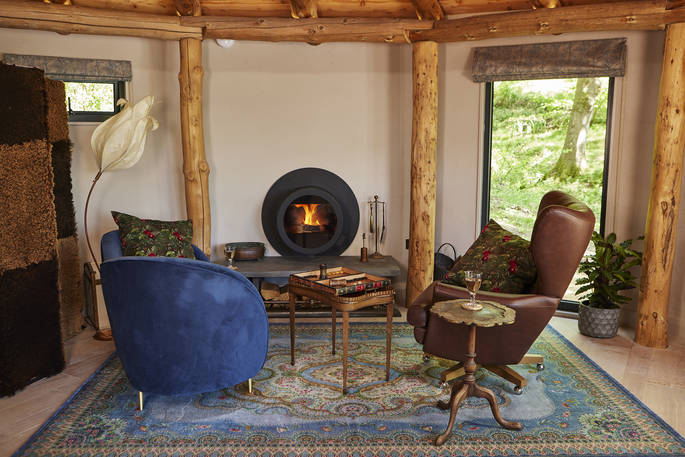 Cosy interior with wood burner