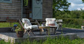 Sit out on the decking next to Dimpsey shepherd's hut and enjoy the views of Somerset 