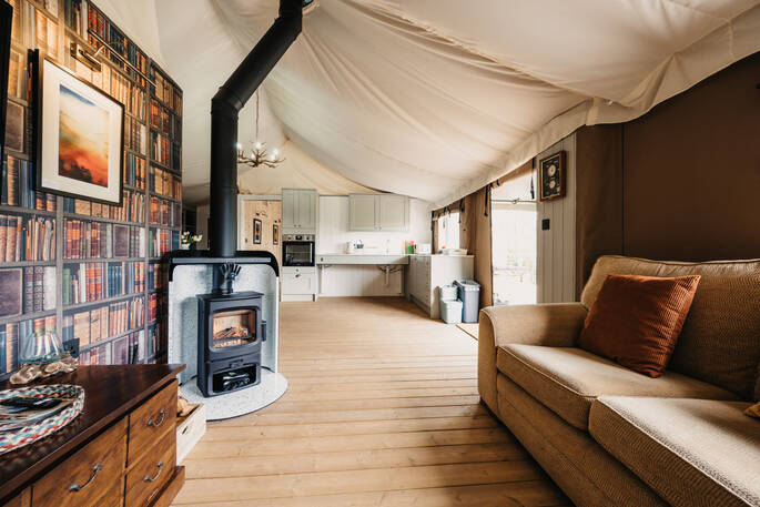 Lounge area and kitchen