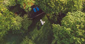 Drone of cabin & orchard 