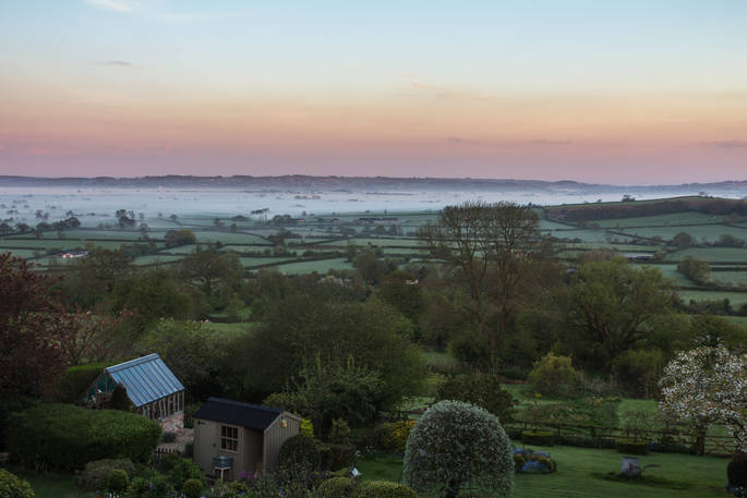 Exterior-Garden-View at Sunrise Over the Blackmore Vale