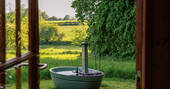View of the hot tub from the yurt