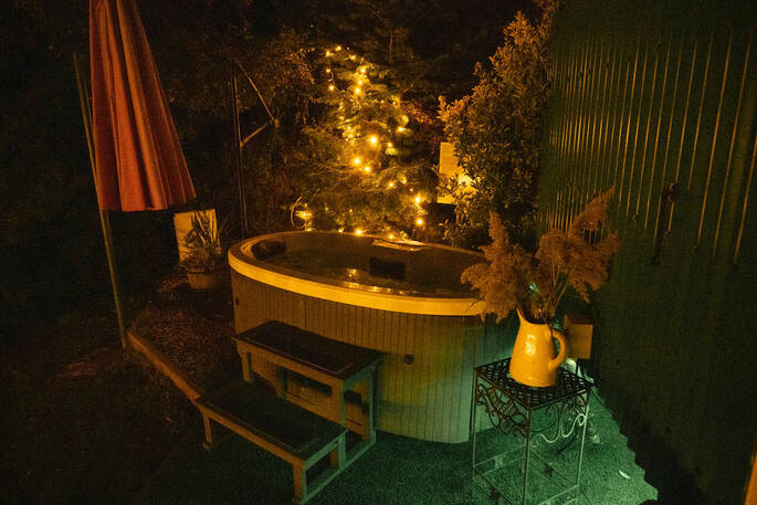 Evening in the hot tub