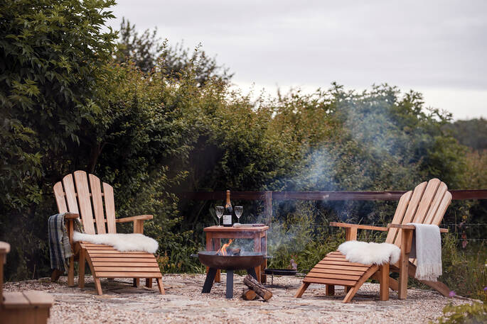 Firepit area and loungers