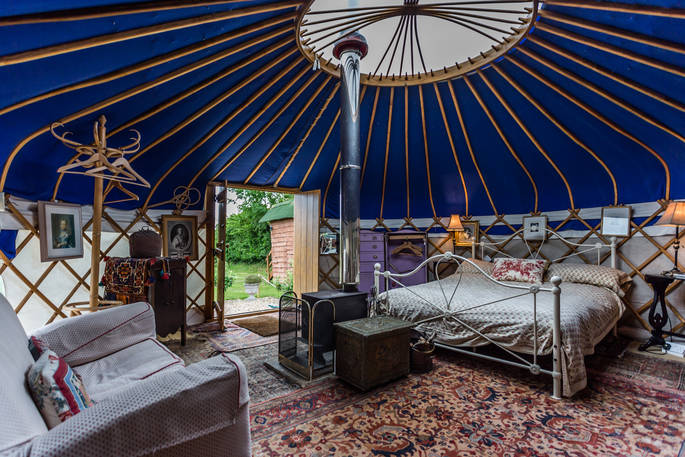 yurt, wood burner, interior, quirky