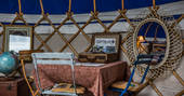 yurt, interior, table and chairs, antiques, quirky