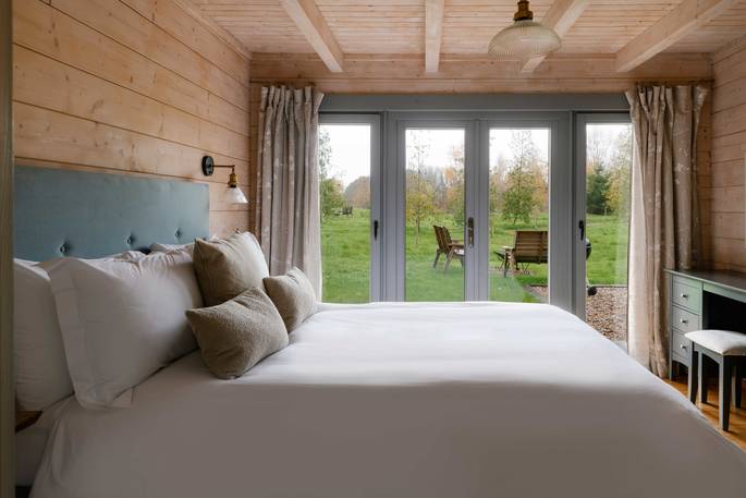 Bramley Lodge cabin bedroom 1, Laxfield, Suffolk, England