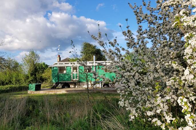 Green Fairground Wagon at Coppins Farm in Suffolk