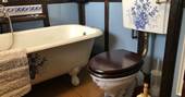 Bathroom inside The Victorian Railway Carriage at Coppins Farm in Suffolk  