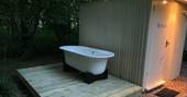 The Shepherds Hut at Kenton Hall outdoors bath tub